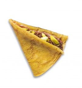 Crepe with minced beef and leeks